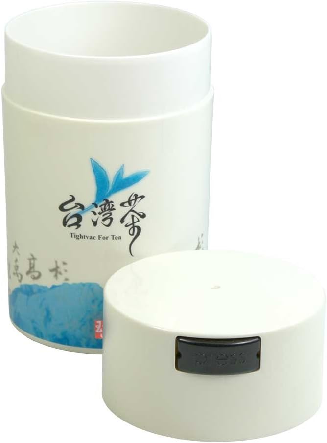 Teavac 6-Ounce Vacuum Sealed Tea Storage Container, White Cap and Body/Blue Tea Sign - Image 2