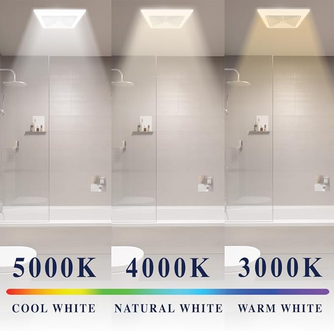 BV LED Bathroom Exhaust Fan With Light 90CFM - 0.8 Sones, Ultra Quiet, 800lm | Bathroom Vent Fan 3000K/4000K/5000K, Covers up to 80-90 Sq. Ft. | 4 Inch Duct Collar, Easy Install & Replace - Image 7