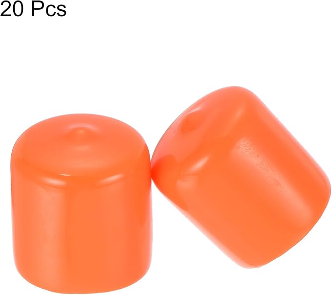 uxcell 20pcs Rubber End Caps 25mm ID Vinyl Round Tube Bolt Cap Cover Screw Thread Protectors Orange - Image 2