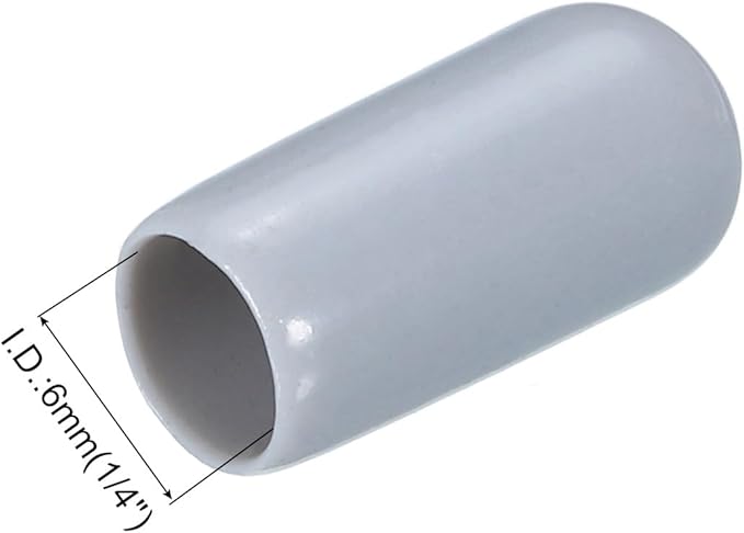 uxcell 20pcs Rubber End Caps 6mm(1/4") ID Vinyl PVC Round Tube Bolt Cap Cover Screw Thread Protectors Grey - Image 3