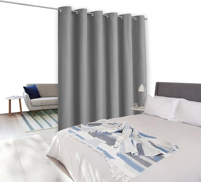 NICETOWN Room Separating Divider, Room Divider Curtain Screen Partitions, Vertical Blind for Sling Door, Blackout Window Curtains Privacy Blinds for Patio (Silver Grey, 1 Panel, 9ft Tall x 10ft Wide) - Image 2
