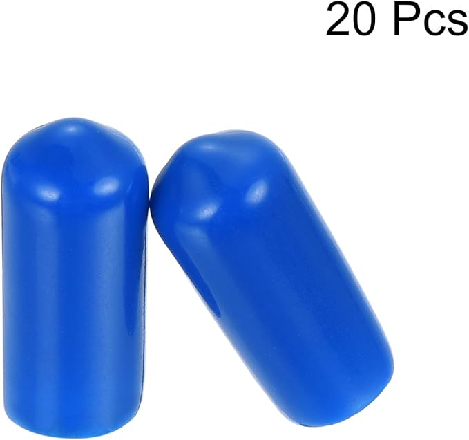 uxcell 20pcs Rubber End Caps 7mm ID Vinyl PVC Round Tube Bolt Cap Cover Screw Thread Protectors Blue - Image 2