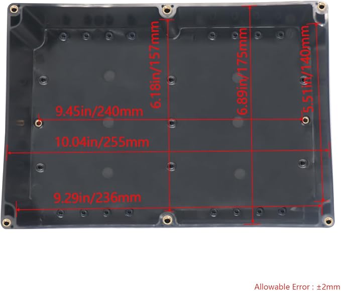 Project Box ABS Plastic Black Electrical Boxes IP65 Waterproof DIY Electronic Junction Box Power Enclosure with Fixed Ear 10.4x7.2x3.7 inch (263x182x95 mm) - Image 3
