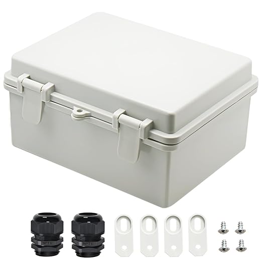Zulkit Junction Box ABS Plastic Dustproof Waterproof IP65 Electrical Boxes Hinged Shell Outdoor Universal Project Enclosure 8.7 x 6.7 x 4.3 inch (220x170x110 mm) by Zulkit