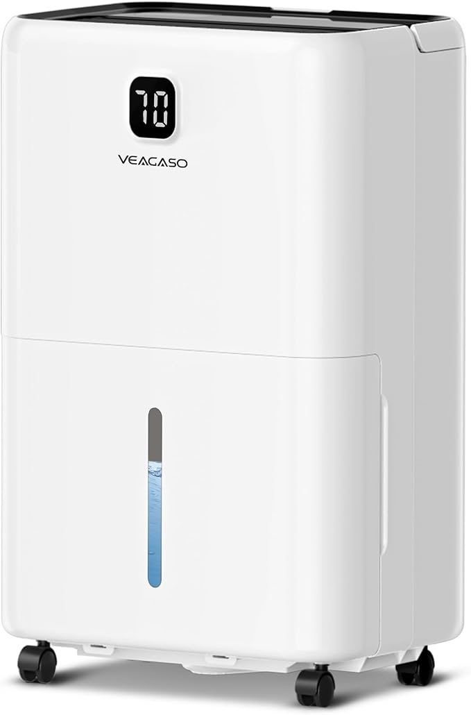 80 Pint Dehumidifier for Basement & Home up to 5500 sq.ft, Smart Humidity Control, Auto Defrost, Quiet Sleep Mode, Drain Hose Included, 3 Modes & 24H Timer by VEAGASO