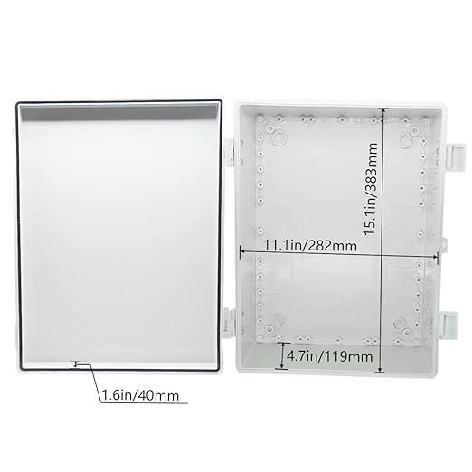 Zulkit Junction Box ABS Plastic Waterproof IP65 Electrical Boxes Hinged Shell Outdoor Universal Project Enclosure with Mounting Plate and Wall Brackets Grey 15.7x11.8X 7.1inch (400x300x180 mm) - Image 3