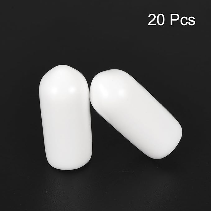 uxcell 20pcs Rubber End Caps 6mm ID Vinyl Round End Cap Cover Screw Thread Protectors White - Image 2