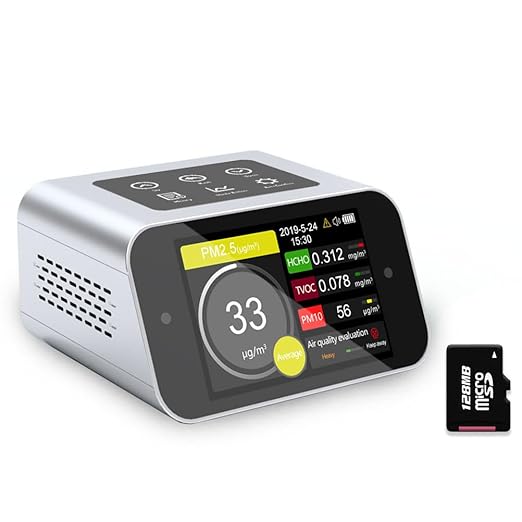 A16 Air Quality Monitor Indoor PM1.0 PM2.5 PM10 Dust Meter TVOC HCHO Pollution Tester 6 Sizes Particle Counter AQI Formaldehyde VOC Detector Home with Data Logger by BRWISSEN