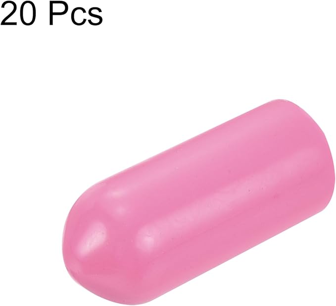 uxcell 20pcs Rubber End Caps 6mm(1/4 inch) ID Vinyl PVC Round Tube Bolt Cap Cover Screw Thread Protectors Pink - Image 2