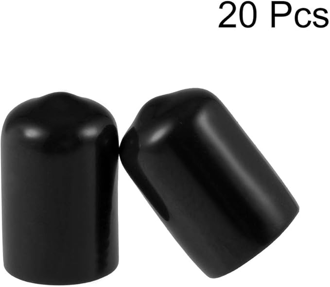 uxcell 20pcs Rubber End Caps 12mm ID Vinyl Round Tube Bolt Cap Cover Thread Protectors Black - Image 2