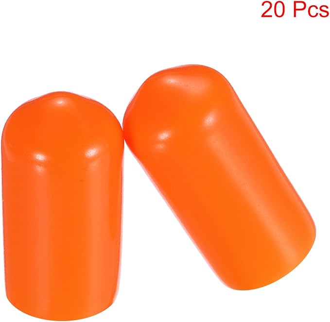 uxcell 20pcs Rubber End Caps 8mm(5/16") ID Vinyl PVC Round Tube Bolt Cap Cover Screw Thread Protectors,Orange - Image 2
