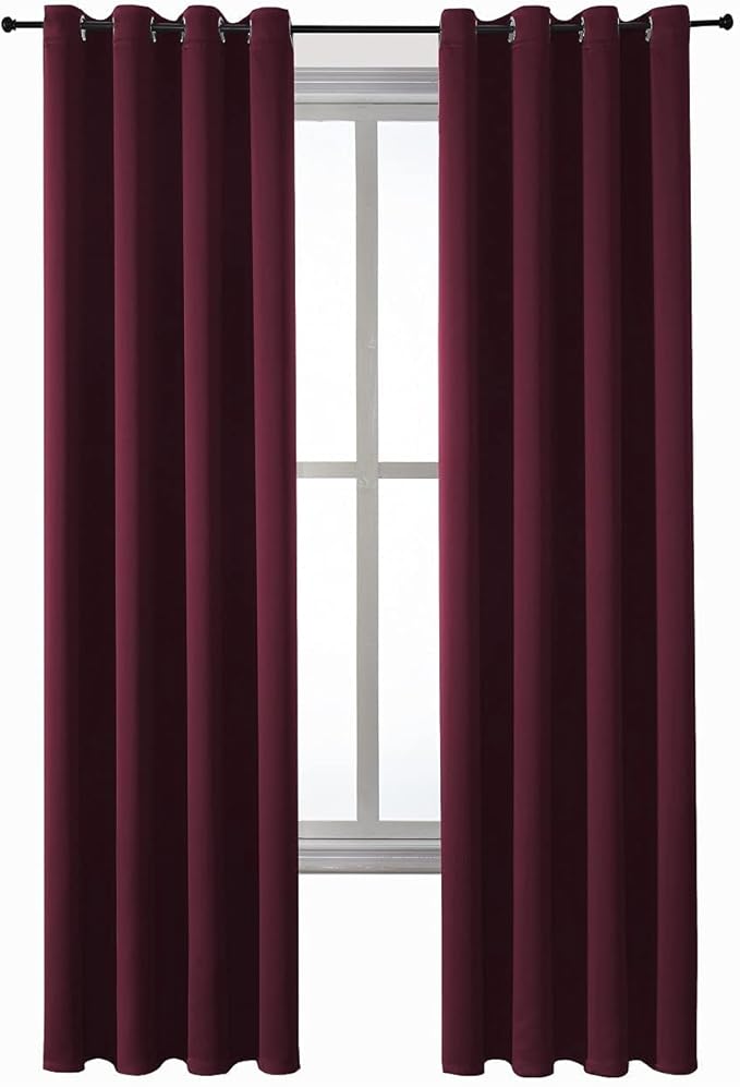 ChrisDowa Grommet Blackout Curtains for Bedroom and Living Room - 2 Panels Set Thermal Insulated Room Darkening Curtains (Burgundy Red, 52W x 72L) - Image 7