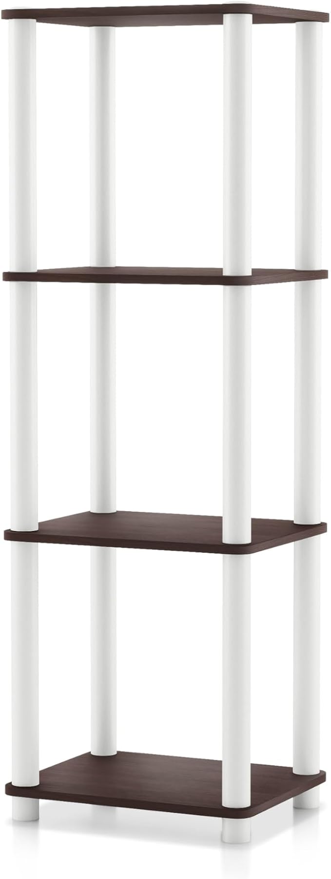 Homes: Inside + Out Apexa Modern 4-Tier Narrow Shelving Units, Collectibles Display Shelves, Easy Assembly Standing Shelf, Home Storage Organizer for Living Room, Bedroom, Office, Espresso by HOMESInsideOut