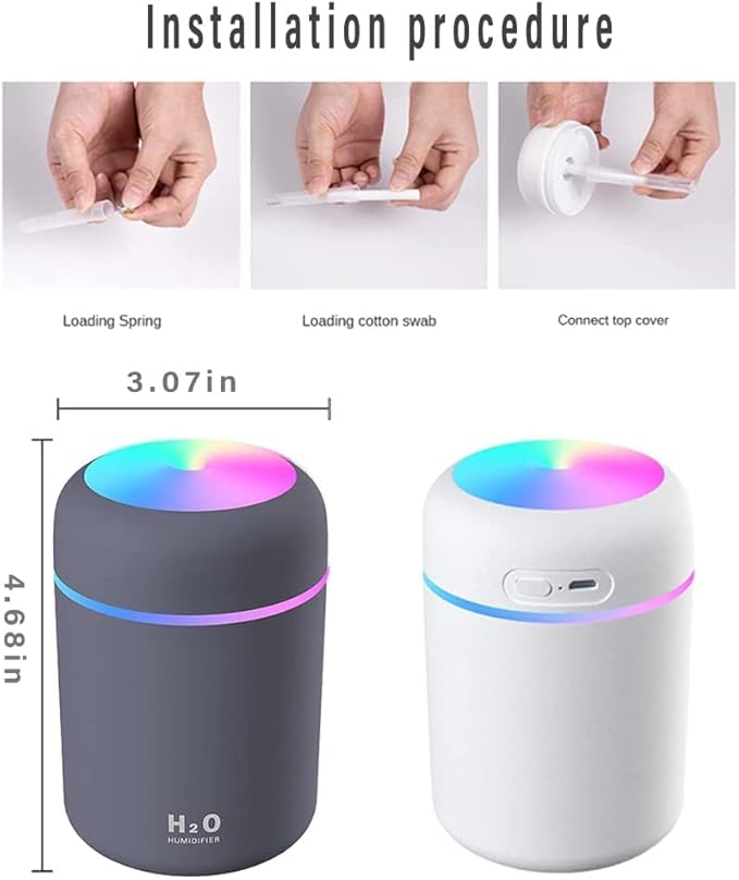 Colorful Cool Mini Humidifier, Essential Oil Diffuser, Aroma Essential USB Personal Desktop Humidifier for Car, Office Room, Bedroom etc,2 Adjustable Mist Modes (Navy Blue) - Image 5