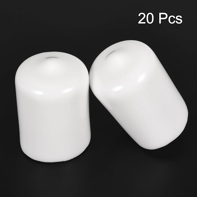 uxcell 20pcs Rubber End Caps 15mm ID Vinyl Round End Cap Cover Screw Thread Protectors White - Image 2
