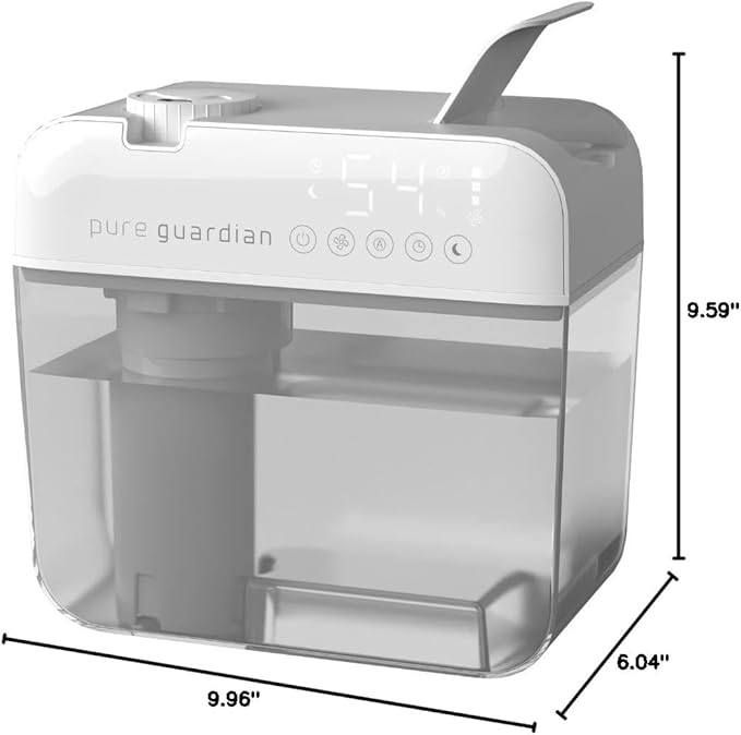 PureGuardian 1 Gallon, Cool Mist Ultrasonic Humidifier, 48-Hour Run Time, Coves 410 Sq. Ft., Humidistat, Timer, Filter Free for Bedrooms, Offices, Home, White, H1050W - Image 10