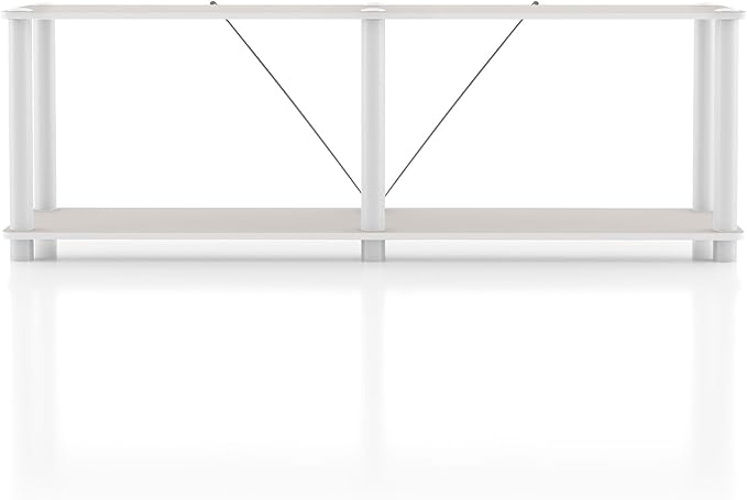 Homes: Inside + Out Apexa Modern 2-Tier Extra Wide Shelving Units, Collectibles Display Shelves, Easy Assembly Low Shelf, Home Storage Organizer for Living Room, Bedroom, Office, Taupe Grey - Image 11
