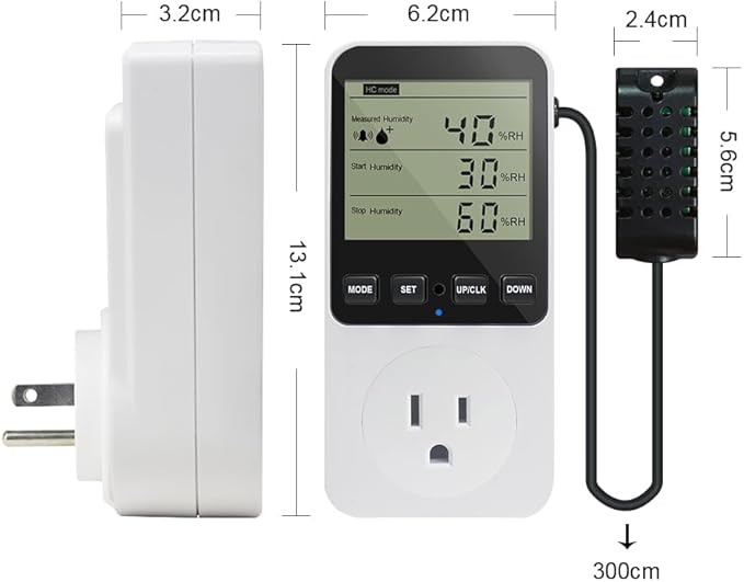 KETOTEK Humidity Controller Outlet Plug with Sensor, Digital Humidistat Switch 120V with Alarm for Greenhouse Mushroom Humidifier Dehumidifier - Image 5