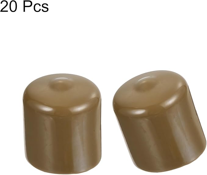 uxcell 20pcs Rubber End Caps 29mm(1 1/8") ID Vinyl PVC Round Tube Bolt Cap Cover Screw Thread Protectors Light Brown - Image 2