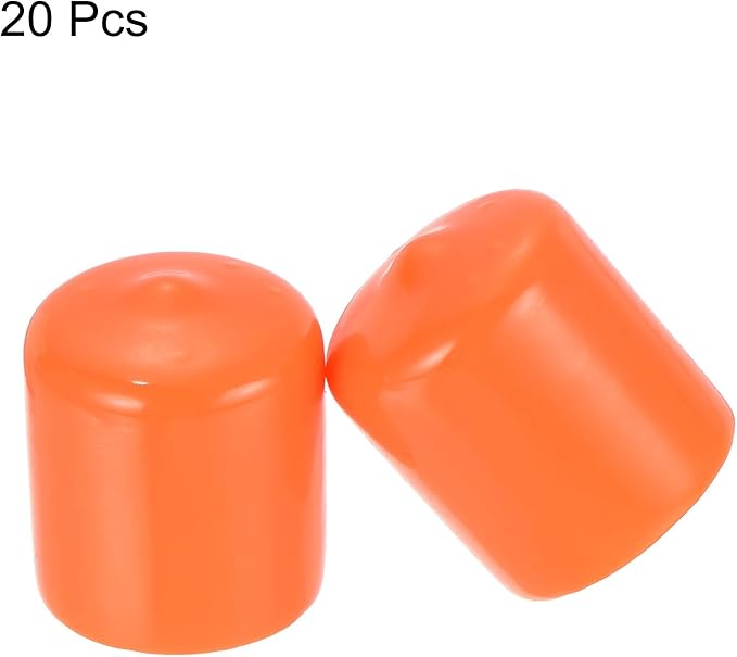 uxcell 20pcs Rubber End Caps 22mm ID Vinyl Round Tube Bolt Cap Cover Screw Thread Protectors Orange - Image 2