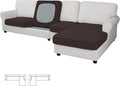 Easy-Going Stretch 4 Pieces Couch Cushion Covers for Sectional Sofa Left/Right L Shape Chaise Lounge Sofa Seat slipcover Anti-Slip Sofa Cover Soft (3 Seater + 1 Chaise, Chocolate) by Easy-Going