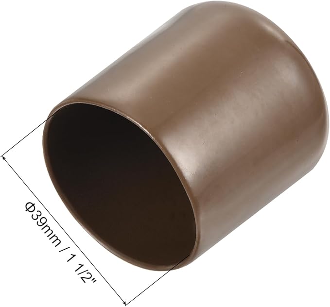 uxcell 20pcs Rubber End Caps 39mm(1 1/2") ID Vinyl PVC Round Tube Bolt Cap Cover Screw Thread Protectors Brown - Image 3
