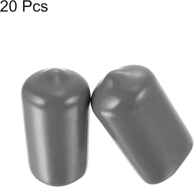 uxcell 20pcs Rubber End Caps 13mm ID Vinyl PVC Round Tube Bolt Cap Cover Screw Thread Protectors Dark Grey - Image 2