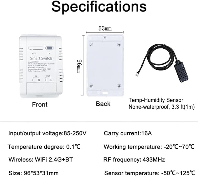 WiFi Temp-Humidity Controller Sensor Module Wireless Remote Control with Energy Consumption Monitoring, for Greenhouse, Homebrew, Climbing Pet Breeding, Incubator, Alexa Voice - Image 9