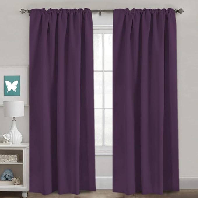 H.VERSAILTEX Blackout Curtains Thermal Insulated Window Treatment Panels Room Darkening Blackout Drapes for Living Room Back Tab/Rod Pocket Bedroom Draperies, 52 x 96 Inch, Plum Purple, 2 Panels - Image 2