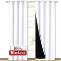 NICETOWN 100% Blackout Window Curtain Panels, Cold and Full Light Blocking Drapes with Black Liner for Nursery, 84 inches Drop Thermal Insulated Draperies (White, 2 Pieces, 52 Wide Each Panel) by NICETOWN