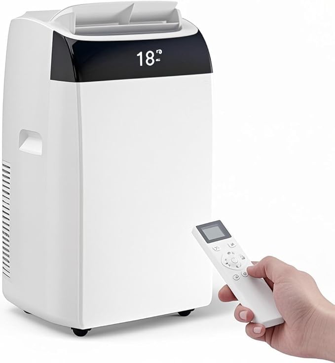 GAOMON 14000 BTU Portable Air Conditioners With Remote Control,3-In-1 Free Standing Cooling AC Unit With Fan & Dehumidifier,Smart/Sleep Mode,3 Speed,Auto Swing,Large Room,Office,Garage White lid by GAOMON