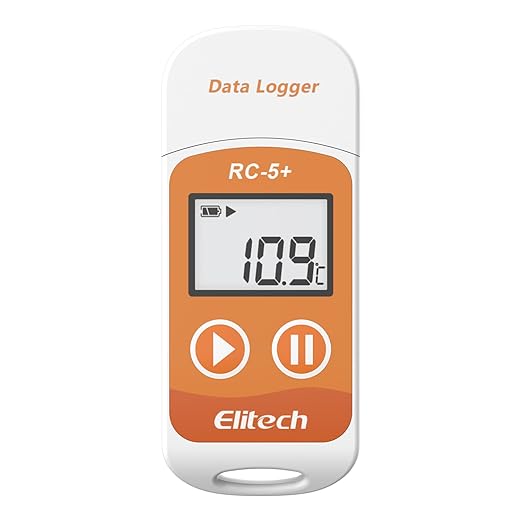 Elitech RC-5+ Digital PDF USB Temperature Data Logger Reusable Recorder Refrigerator Thermometer 32000 Points High Accuracy (10 Packs) by Elitech