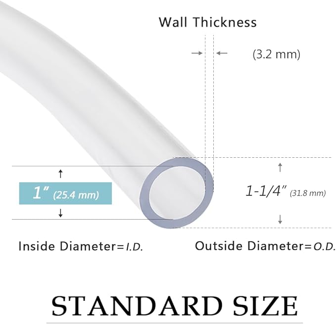 DAVCO 1" ID - 50 ft Clear Vinyl Tubing, Low Pressure Flexible PVC Tube, Heavy Duty UV Chemical Resistant Lightweight Plastic Vinyl Hose, BPA Free and Non Toxic, with 2 Stainless Clamps - Image 3