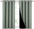 NICETOWN Greyish Green 100% Blackout Curtains 45 inches Long, 2 Thick Layers Completely Blackout Window Treatment Thermal Insulated Lined Drapes for Small Window (1 Pair, 52 inches Width Each Panel) by NICETOWN
