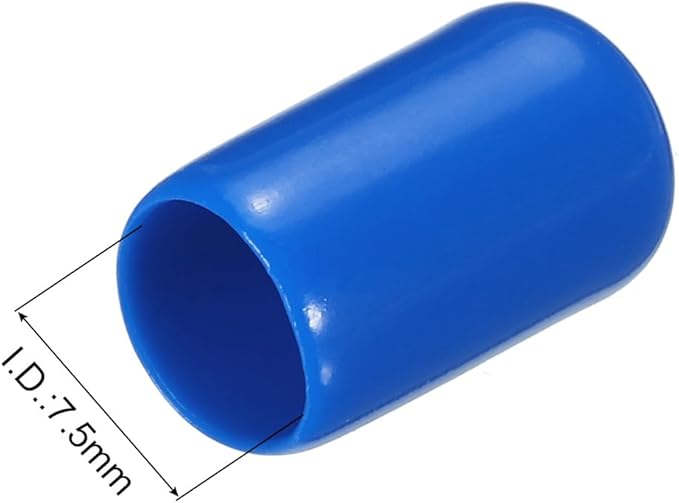 uxcell 20pcs Rubber End Caps 7.5mm ID Vinyl PVC Round Tube Bolt Cap Cover Screw Thread Protectors Blue - Image 3