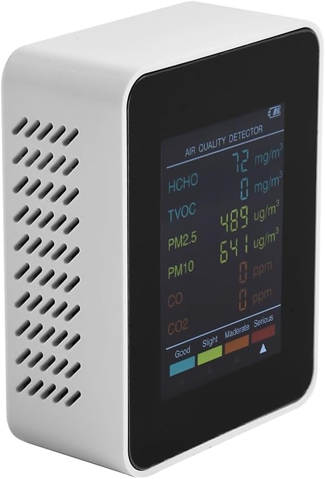 Air Quality Monitor, Multifunctional 6 in 1 C02 Detector PM2.5 PM10 HCHO TVOC Meter Air Quality Monitor, Test Indoor Pollution and Humidity Indoor - Image 2