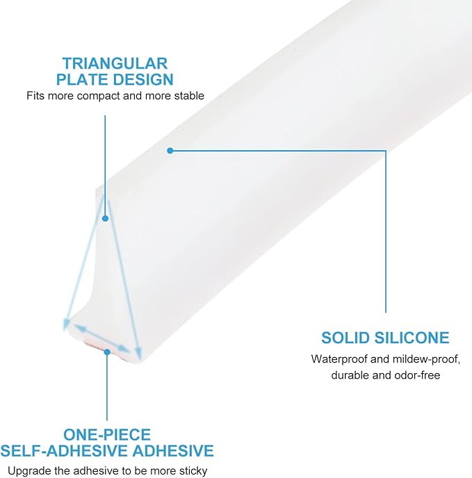 LIFKOME 2m Bathroom Strip Kitchen Desktop Strip Shower Water Blocker Edge Guard Soft Hands Easy to Install - Image 9