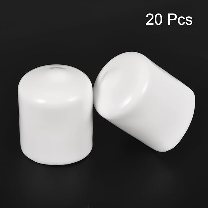 uxcell 20pcs Rubber End Caps 27mm ID Vinyl Round End Cap Cover Screw Thread Protectors White - Image 2