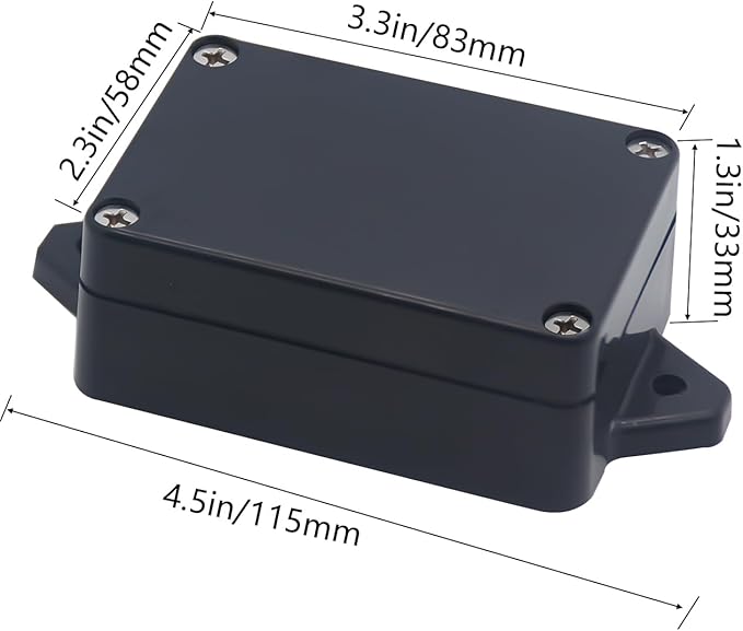 Project Box ABS Black Electrical Boxes IP65 Outdoor Waterproof Box Electronic Junction Box Fixed Ear Power Enclosure with Cable Glands for DIY Project 3.3 x 2.3 x 1.3 Inch (83 x 58 x 33 mm) - Image 2