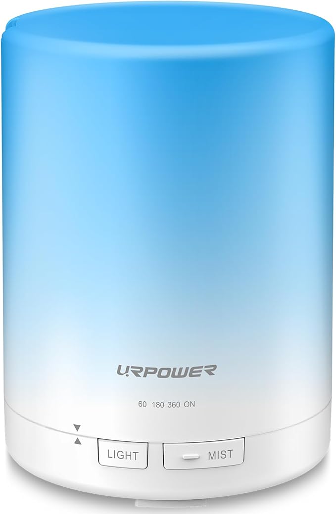 URPOWER 300ml Essential Oil Diffuser: Ultrasonic Aromatherapy Diffuser Quiet Auto Shut-Off, 4 Timer Settings(1H 3H 6H ON) & 7-Color Night Light Humidifier for Yoga Bedroom Living Room Office by URPOWER