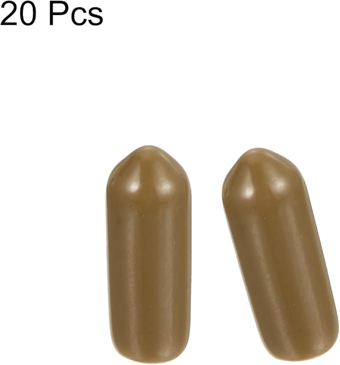 uxcell 20pcs Rubber End Caps 5mm(3/16") ID Vinyl PVC Round Tube Bolt Cap Cover Screw Thread Protectors Light Brown - Image 2
