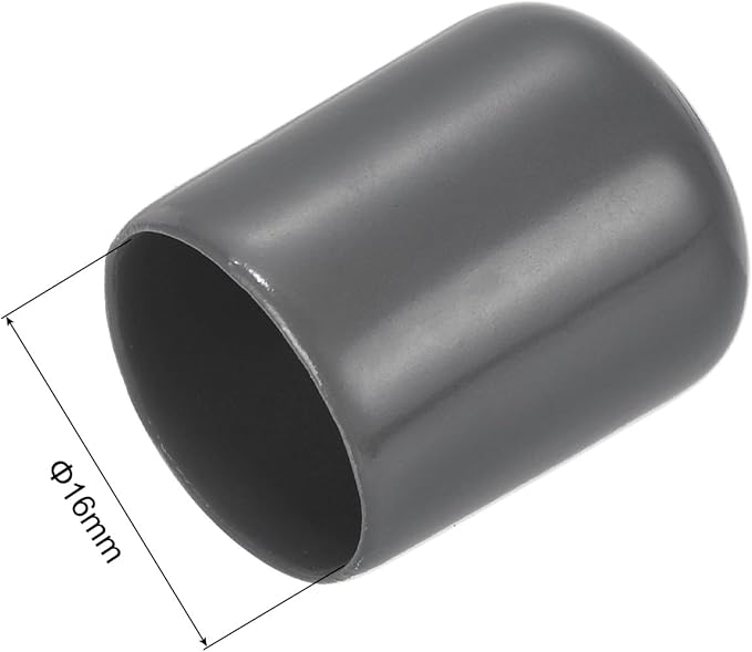 uxcell 20pcs Rubber End Caps 16mm ID Vinyl PVC Round Tube Bolt Cap Cover Screw Thread Protectors Dark Grey - Image 3
