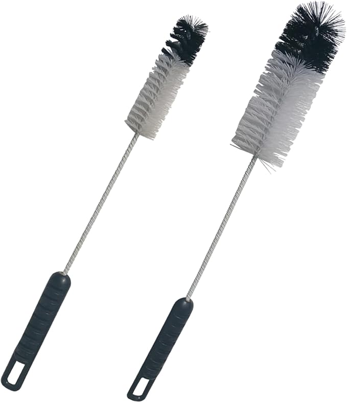 Coralpearl Bottle Brushes Thin Long Handle X 2, Utility Skinny Wire Cleaner Set Big Small, Bendable Flexible for Cleaning Narrow Neck Water, Beer, Wine, Baby Bottles, Pipes, Tubes, Hoses, and Flasks by Coralpearl