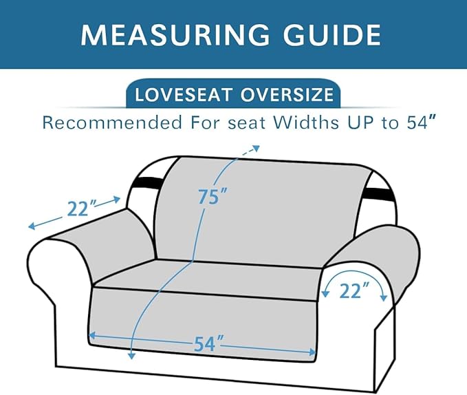 H.VERSAILTEX 100% Waterproof Sofa Slipcover Washable Loveseat Cover for 2 Cushion Cover Non-Slip Furniture Protector with Silicone Backing Couch Cover for Pets (Oversized Loveseat, Stone Blue) - Image 4
