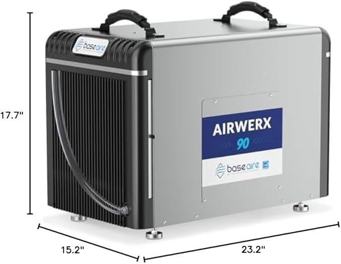 BASEAIRE 198 Pints Energy Star Crawl Space Commercial Dehumidifier, 5 Years Warranty, Large Industrial Water Damage Equipment for Basement, Garage and Job Sites, AirWerx 90 - Image 9