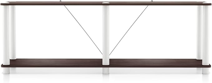 Homes: Inside + Out Apexa Modern 2-Tier Extra Wide Shelving Units, Collectibles Display Shelves, Easy Assembly Low Shelf, Home Storage Organizer for Living Room, Bedroom, Office, Espresso - Image 11