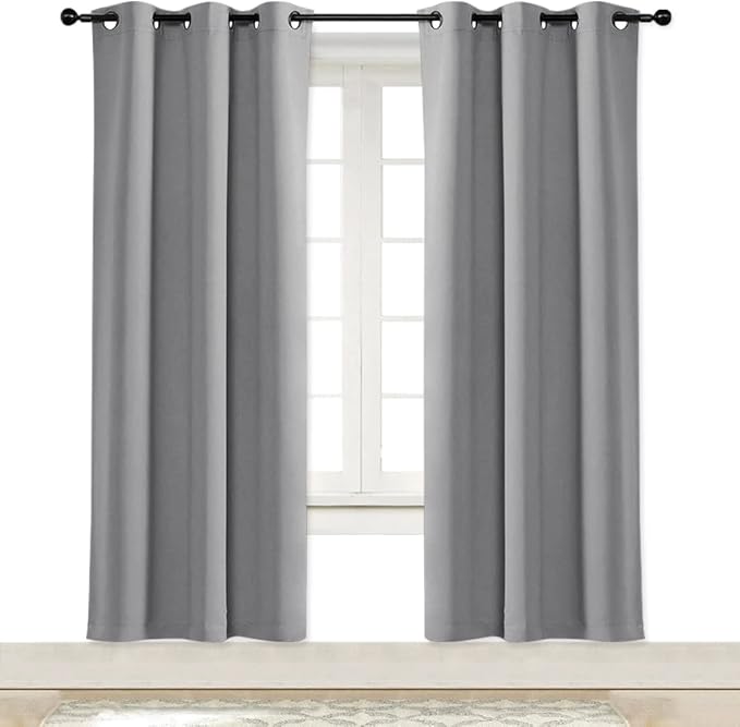 NICETOWN Blackout Curtain Blind for Bedroom, Single Panel, W34 x L72 inches, Silver Grey, Thermal Insulated Grommet Blackout Room Darkening Drape/Drapery by NICETOWN