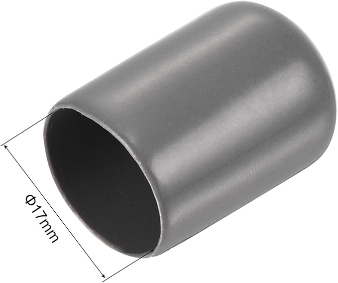 uxcell 20pcs Rubber End Caps 17mm ID Vinyl PVC Round Tube Bolt Cap Cover Screw Thread Protectors Dark Grey - Image 3