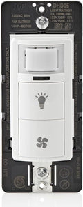 Leviton Dual Combination Humidity Sensor with Separate Light Switch, Automate Bathroom Exhaust Fan, Air Circulation, Moisture Control, Single Pole/Single Pole, ¼ HP, DHD05-1LW, White by Leviton