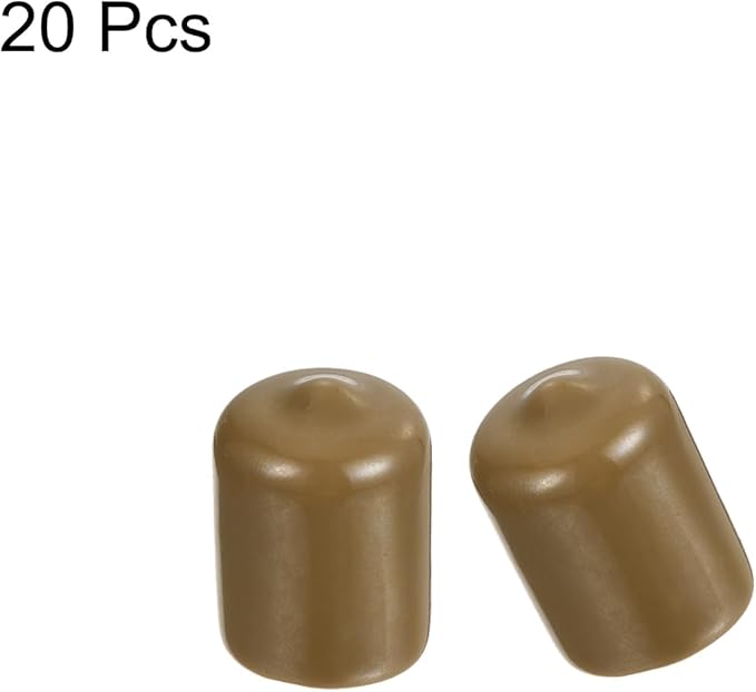 uxcell 20pcs Rubber End Caps 15.5mm(5/8") ID Vinyl PVC Round Tube Bolt Cap Cover Screw Thread Protectors Light Brown - Image 2